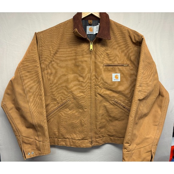 Carhartt Duck Detroit Jacket Mens Brown Blanket Lined J01 BRN Classic 46 Clean